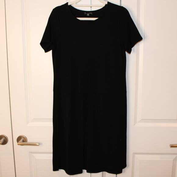 EILEEN FISHER Oversized Black T-Shirt Dress Tencel Short Sleeve | XS - Picture 1 of 6